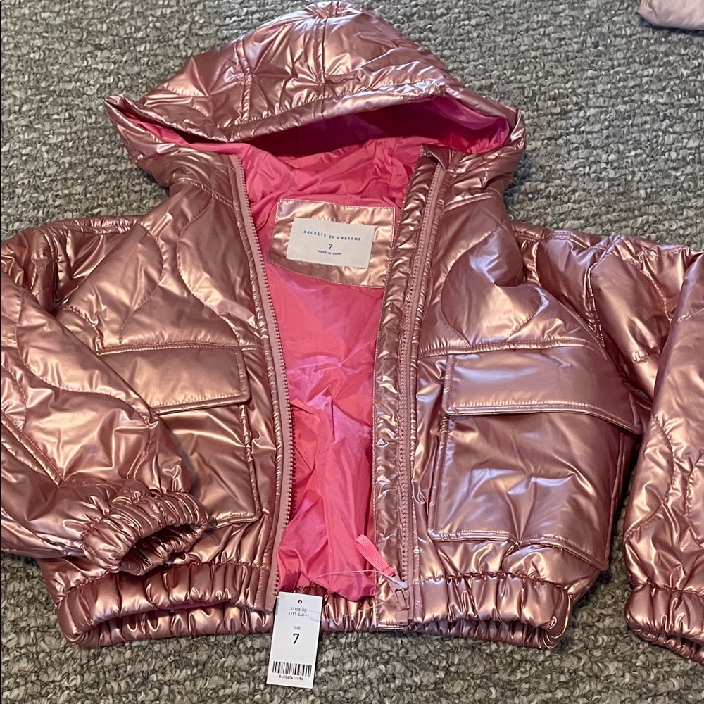 Rockets of Awesome Pink Metallic Puffer Coat
